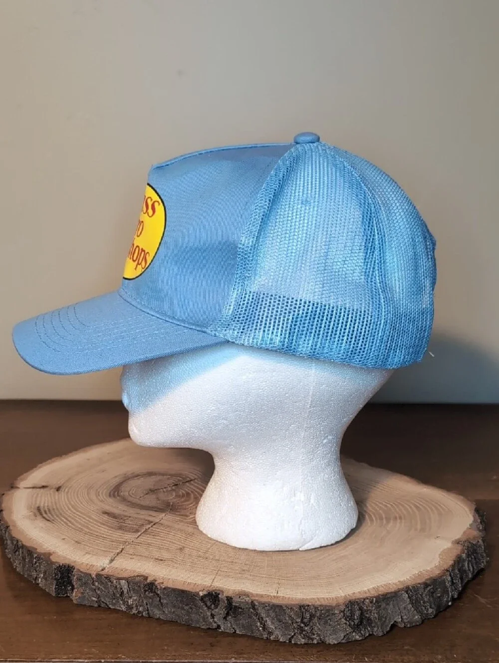 Bass Pro Shops Light Blue Mesh Back Hat with Yellow Logo